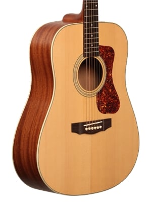 Guild D240E Acoustic Electric Guitar Natural Body Angled View